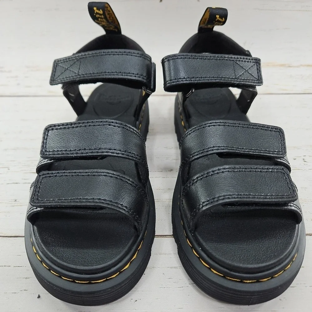 Dr Martens Klaire J Youth Junior Girls 5‎ Leather Black Strappy Sandals Adjust